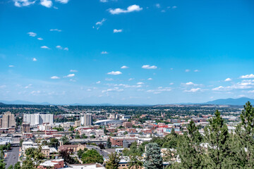 Spokane washington city skyline and streets