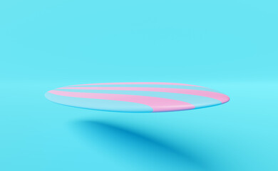 pink blue surfboard isolated on blue background.concept 3d illustration or 3d render