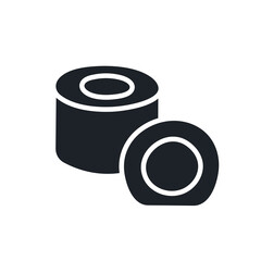Sushi rolls silhouette. Black isolated silhouettes. Fill solid icon. Modern glyph design. Vector illustration. Food ingredients. Japanese cuisine
