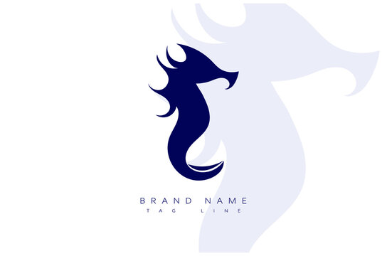 Seahorse Minimal logo. Creative Sea horse vector