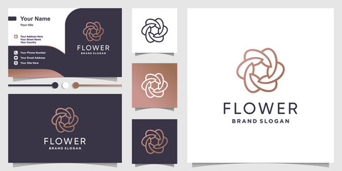 Fototapeta premium Flower logo template with modern minimalist line art style Premium Vector