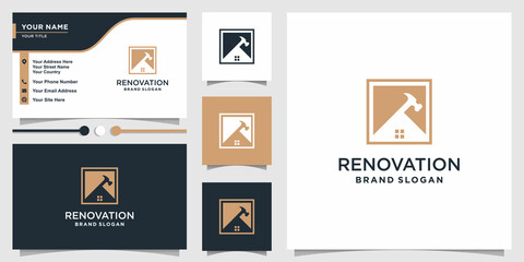 Fototapeta premium Renovation logo template with modern unique concept Premium Vector
