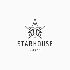 Obraz premium Star house line style logo icon design flat template vector illustration