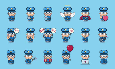 cute police cartoon, bundle set