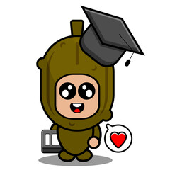 cartoon vector mascot character cute pickled vegetables costume holding book with love chat bubbles