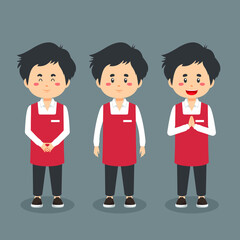 Barista Coffee Character with Various Expression
