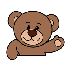 Vector Cartoon Bear Waving Half Body Illustration