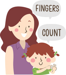 Kid Girl Mom Teach Body Part Fingers Count