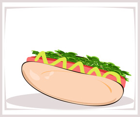 Hamburger, Sauce, Salad, Breakfast, Junk Food, Vector Illustration simple food street food