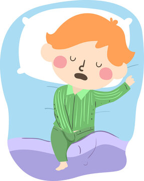 Kid Boy Touch Private Part Nap Time Illustration