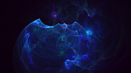 3D rendering abstract multicolor fractal light background