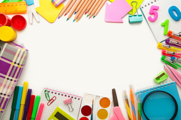 School supplies isolated on white background. Back to school concept.