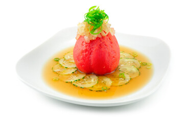 Japanese Tomatoes Salad with Cucumber in Dashi Soy Sauce