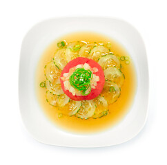 Japanese Tomatoes Salad with Cucumber in Dashi Soy Sauce