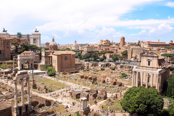 Fototapeta na wymiar Aerial view on Roman forum, Rome, Italy