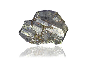 Mineral pyrite on white background