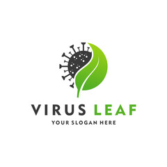 creative design logo leaf and virus. icon vector graphic illustration