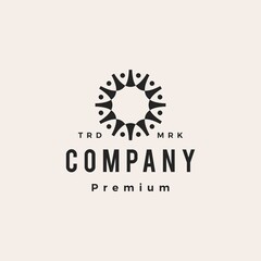 twelve people team work family hipster vintage logo vector icon illustration