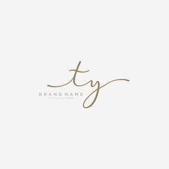 Letter TY gold Initial handwriting design logo template.