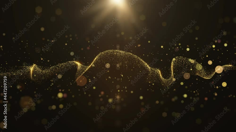 Leinwandbilder Abstract Shine Golden Dust Small Particle with Nebula Swirl Wave 4K Motion Graphic Loop Background