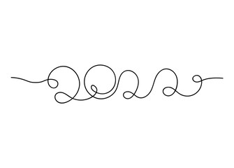 2022 New Year continuous line lettering. Single path drawing. Vector illustration.