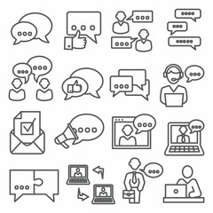 Communication line icons set on white background