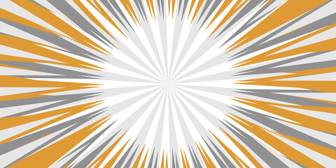 Pop art radial colorful comics book magazine cover. Striped grey digital background. Cartoon funny retro pattern strip mock up. Vector halftone illustration. Sunburst, starburst shape