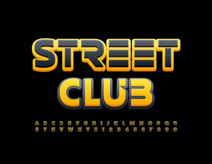 Vector bright concept Street Club with Alphabet Letters and Numbers set. Modern Yellow and Black Font 