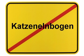 Illustration eines Stadtausgangsschildes der Stadt Katzenelnbogen
