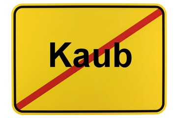 Illustration eines Stadtausgangsschildes der Stadt Kaub