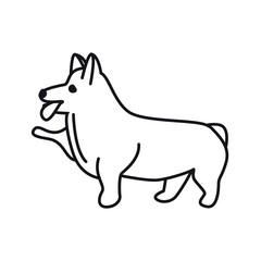 Cute corgi isolated vector illustration. Dog doodle outline icon.