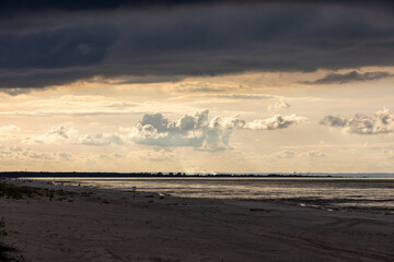 Beauty sunset view from beach in Jantar. Pomeriania, Poland