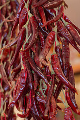 traditional string dried red hot peppers.
