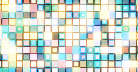 Fototapeta premium Mosaic pattern of multicolored shining squares. Colorful abstract geometric background. Beautiful modern decorative screensaver.