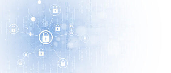 Obraz premium internet digital security technology concept for business background. Lock on circuit board