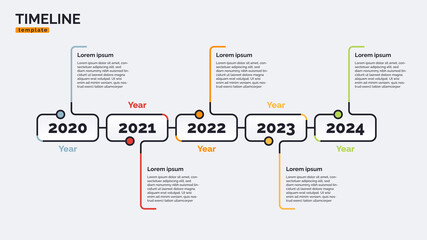 Vector timeline minimal infographic concept template with five periods of time. Editable stroke