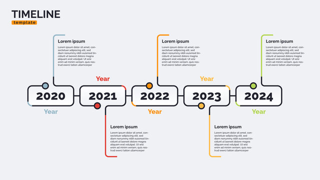 Vector Timeline Minimal Infographic Concept Template With Five Periods Of Time. Editable Stroke