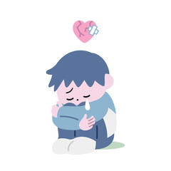 傷ついて泣きながらうずくまる男の子