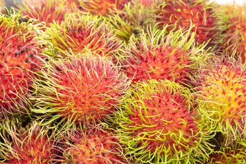 Rambutan sweet delicious fruit isolated on white background. Thailand fruits.