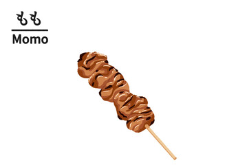 もも肉（タレ）の焼き鳥イラスト 