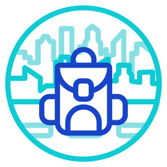 Backpack ,City Tourism outline icon.