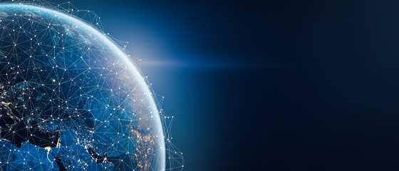 Global connection The best in the world of wireless connections. Best Global Business Internet Ideas from Artificial Intelligence Concept. Map of the planet. Elements of this image furnished by NASA.