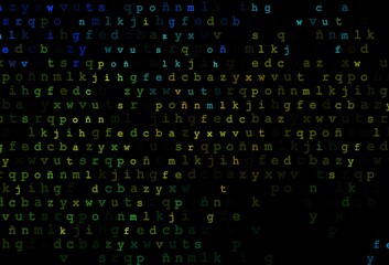 Dark blue, yellow vector pattern with ABC symbols.