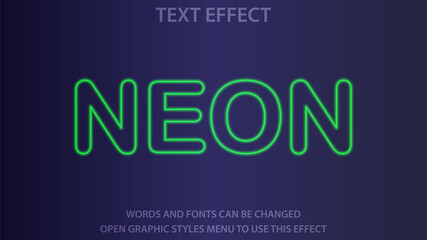 Electric neon green text effect with glowing cyberpunk style (EPS10 vector). Perfect for esports graphics, sci-fi designs, and nightlife branding - fully customizable colors and text