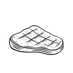 Grilled meat steak outline vector icon, drawing monochrome illustration. Roasted beef fillet steak .