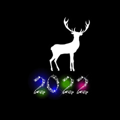 Christmas deer. Year 2022. Vector illustration
