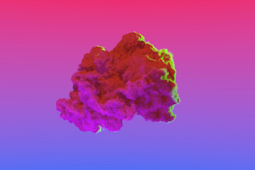 single beautiful big cumulus cloud at sunset - creative nature 3D rendering