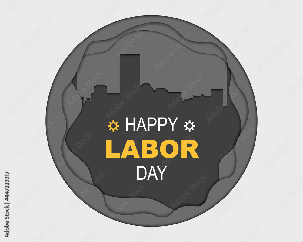 Wall mural Happy Labor Day City Landscape Circle Paper