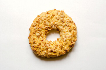 Crunchy delicious cookies with nuts. Ring of cookies with peanut