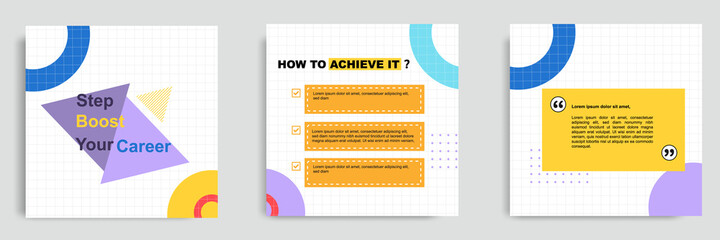 Social media tutorial, tips, trick, did you know post banner layout template with geometric background and memphis pattern design element in colorful fun color